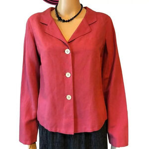 J.Jill Linen Blend Women Button Down Shirt Jacket Blouse Size 4